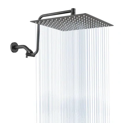 Hanni 12" Stainless Steel Shower Head With Adjustable Arm - Nozzle Self-cleaning Long-lasting Performance In Black