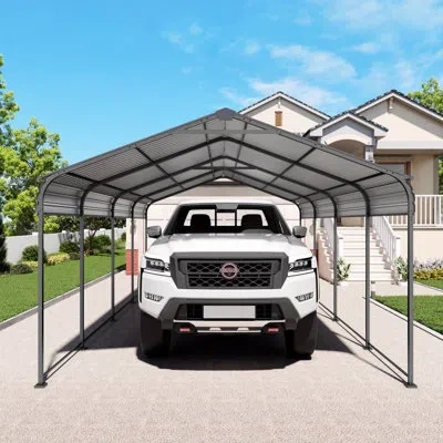 Hanni 12x20 Ft Metal Carport With Coated Steel Roof, Enhanced Base For Trucks And Party Shelters Heat - In In 109.03