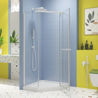 Hanni 1/4" Tempered Glass Shower Door Pivot - -angle Effortless Leakage Performance With Enclosure Hassle- In Matte White