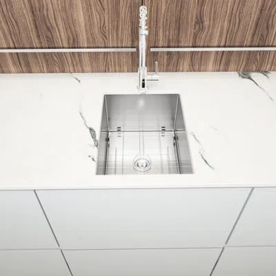 Hanni 14"x18"x9" Single Bowl Undermount Kitchen Sink 18 Gauge, 304 Stainless Steel, With X - Shaped Water  In Brushed Nickel