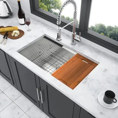 Hanni 16 Gauge Kitchen Workstation Sink - 30"x18"x10" Stainless Steel Undermount With Enticing Design Mode In Silver