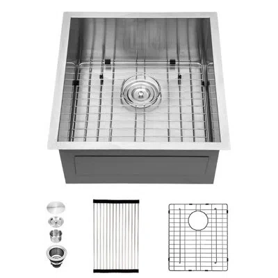 Hanni 19 X 20 9 Inch Undermount 16 Gauge Stainless Steel Single Bowl Kitchen Sink With Soundproofing Funct In Brushed Nickel