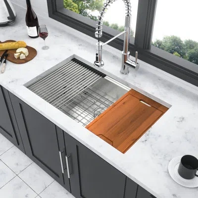 Hanni 19"x10" Stainless Steel Sink - With Drying Rack And Template Kitchen R10 Rounded Corner, More Workin In Silver