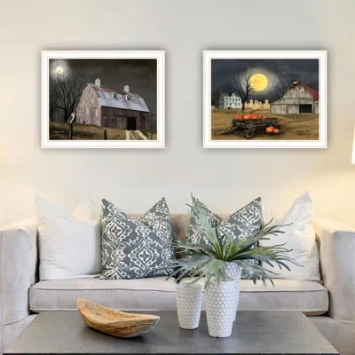 Hanni 2 Autumn Moonlit Nights Wall Art - Bring A Romantic Touch To Your Home, Multicolor Wood+paper White 
