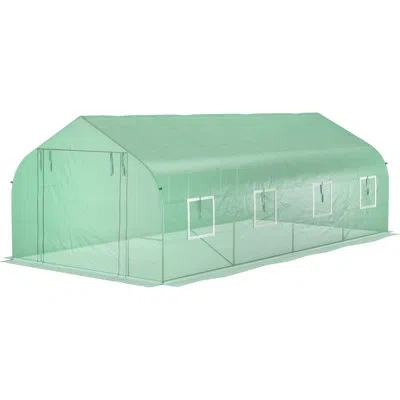 Hanni 20' X 10' 7' Gardening Hot House, Steel Frame, Zippered Door, 8 Mesh Windows For Better Plant Care G In Green