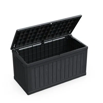 Hanni 230 Gallon Black Xxl Deck Box, Lockable Waterproof Resin, Good For Storing Patio Furniture And Sport In 58.34