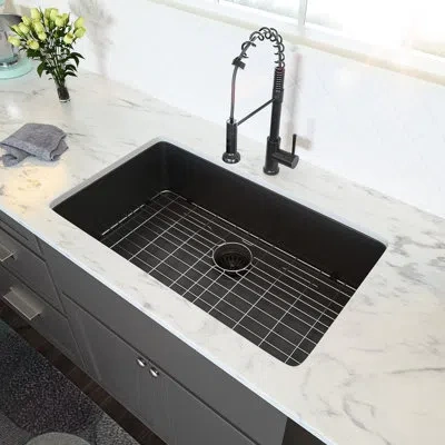 Hanni 28 Inch 10 Deep Gunmetal Black Undermount Kitchen Sink 16 Gauge Stainless Steel, Hand - Made, Soundp