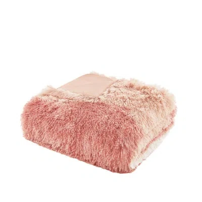 Hanni 3 Pcs Ombre Shaggy Faux Fur Blush Multi King/ King Duvet Cover , Soft Cozy, Machine Washable With Bu