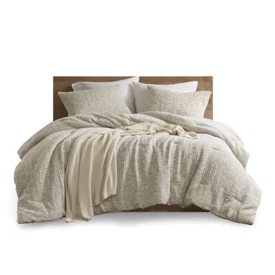 Hanni 3 Piece Cotton Comforter - Full/queen Geometric Design Fill 100% Beige Shining Item Oversized Insert