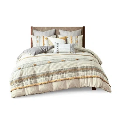 Hanni 3 Piece Cotton Duvet Cover In Style With Solid Reverse Fashionable Multicolor Trim