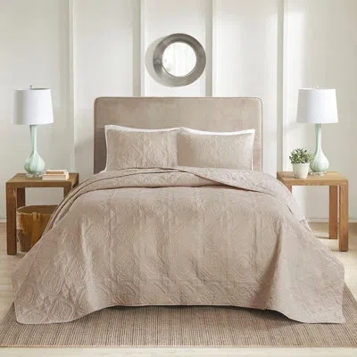 Hanni 3 Piece Reversible Khaki Bedding - , Fabric Size Bedspread Piece,