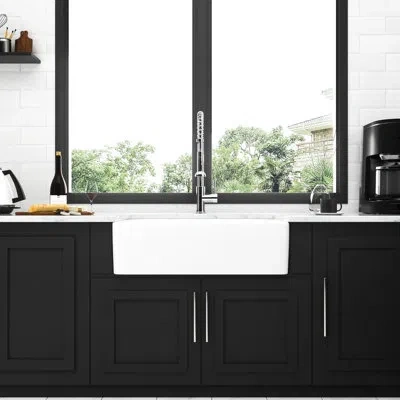 Hanni 30 Inch Apron Front White Ceramic Single - Bowl Kitchen Sink Scratch Merit, Deep, And Simple To Wash In Silver