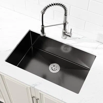 Hanni 30" X 19" Black Stainless Steel Workstation Sink - Undermount Single Bowl With Stable Construction 3