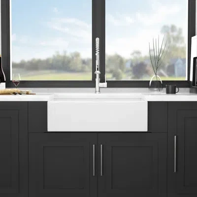 Hanni 30x20 Inch White Ceramic Kitchen Sink Workstation - Single Bowl. And Stylish. To Discoloration. Spac In Silver