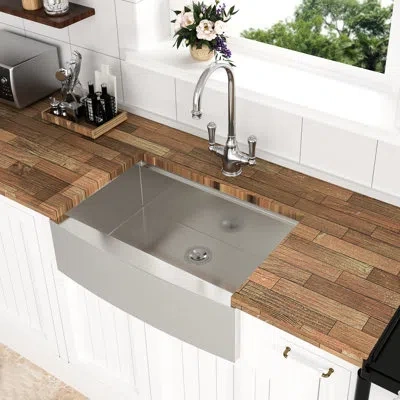 Hanni 30x21x9 Inch Kitchen Sink Stainless Steel - X-shaped Water Guide For Efficient Drainage 30" Workstat In Brown