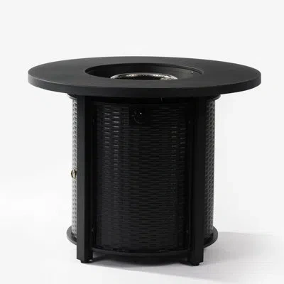Hanni 32inch Round Fire Pit Table With Adjustable Flame, Customize Your Outdoor Heat And Steel Table, Vers In Black