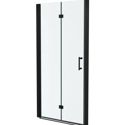 Hanni 32"w Tempered Glass Bi Shower Door, Matte Black, Brackets Versatile Usage