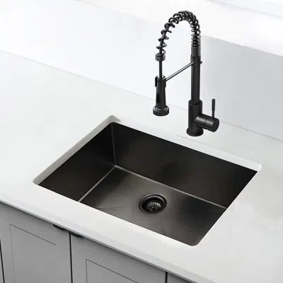 Hanni 32"x19" Undermount Sink, Stainless Steel, Gunmetal Black, Large Capacity, Functional Design Black Ki