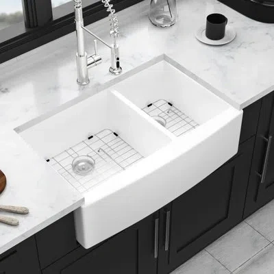 Hanni 33" Ceramic Kitchen Sink - Enhances White To Corrosion
