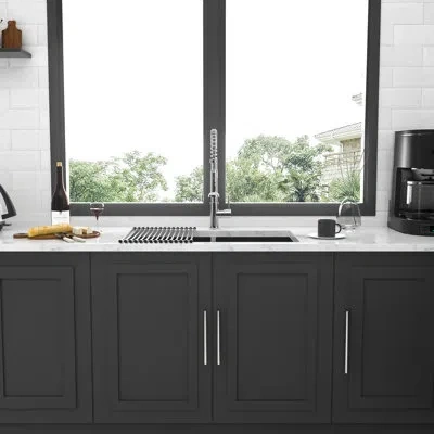Hanni 33"x19" Double Bowl  50/50  Undermount Gunmetal Black Kitchen Sink, 16 Gauge, 10" Deep, Hand - With  In Silver