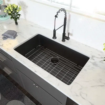Hanni 33"x19"x10" Gunmetal Black Undermount Sink, 16g Stainless, Oil- Coating Kitchen Space Efficient