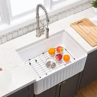 Hanni 33"x20" Sink With Grid And Strainer - Heat , Stain Scratch Rust Ample Basin Space, Easy To Clean Exp In Silver