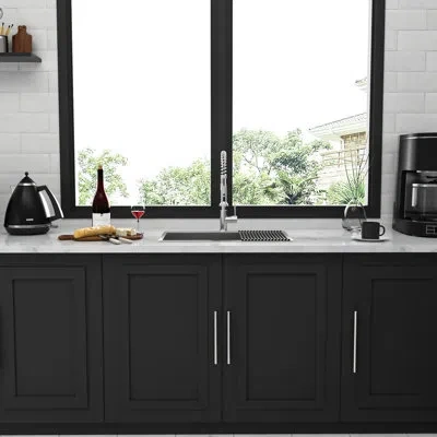 Hanni 33x22 Inch Drop In Single Bowl Topmount Kitchen Sink 18 Gauge Stainless Steel, T-304 Construction, 9 In Brushed Nickel