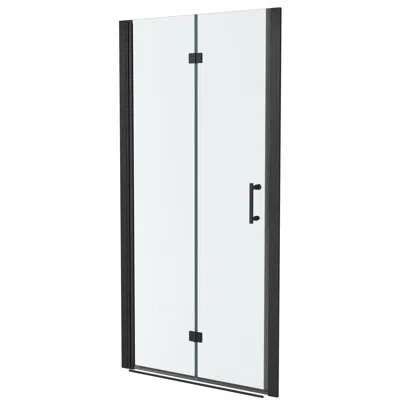 Hanni 36 - Inch Wide Matte Black Fold Shower Door, Bi With Tempered Glass, Water To Stop Buildup, Stainles