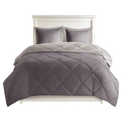 Hanni 3m Comforter With Even Warmth Distribution Treated Flange Shams And Diamond Quilting In Grey