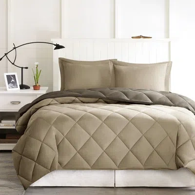 Hanni 3m Stain Comforter With 2 Beautiful Hidden Flange Zipper Shams Gorgeous In Brown