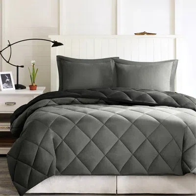 Hanni 3m Twin/twin Xl Comforter With Stain Filling And Cozy Shams Essentials Down Alternative In Black+grey