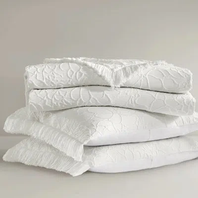 Hanni 3pcs Queen Bedspread , Elegant Floral Chenille With Border, Cotton Blend For All Weather, Lightweigh In White