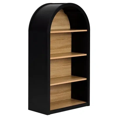 Hanni 4 Black Arched Bookshelf, 43.64" Tall, Storage Shelves, Vintage Modern Fusion, Stable And Secure She