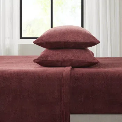 Hanni 4 Pcs Queen Sheet Burgundy 100% Ultra - Soft Cozy Brushed Both Sides Flat Fitted Sheets 2 Pillowcase