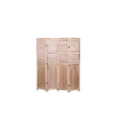 Hanni 4 Solid Wood Folding Privacy Screen, 55.2''w X 65''h, Natural Tone, Metal Hinges For Hassle- And Unf
