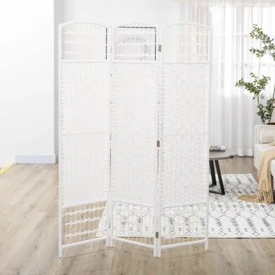 Hanni 5.6' Room , 3 Panel Privacy Screen, White Wave Fiber Partition For Home, Office, Breathable & Versat