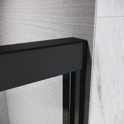 Hanni 56-60 In. W Sliding Door For Tub, Matte Black Semi , Tempered Glass, Stainless Steel Robust And Depe