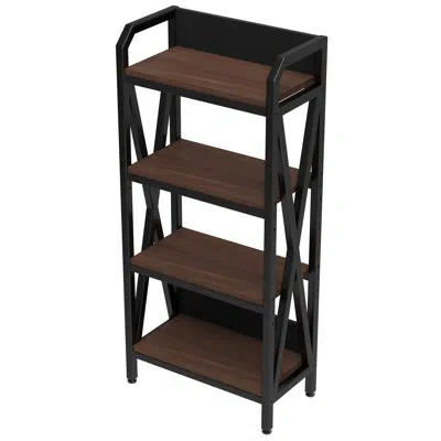 Hanni 56.63'' Bakers Rack With 4-level Metal And Wood Storage, For Bathroom, Garage, Kitchen, Reinforced E In Brown