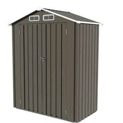 Hanni 5x3 Ft Metal Storage Shed, Gray Color, Waterproof And Secure, Can Be A Pet House Or Tool Room, Easy 