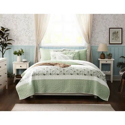 Hanni 6 Cotton Quilt With Decorative Pillows - King/ King, Sage Lace In Sage Green