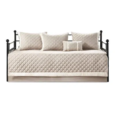 Hanni 6 Khaki Daybed Bedding - Appealing, Twin Mattress Fit, Diamond Quilting, Inner, Washable 6 Piece Cov