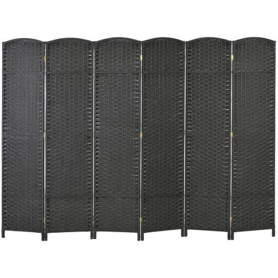 Hanni 6 Panel Room Divider, 5.6' Tall Folding Privacy Screen. Black For Home Office & Bedroom. Wall Partit