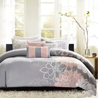 Hanni 6 Piece Printed Duvet Cover - Details Cotton 12x20 Decorative Pillow Floral 2 Shams 3 Pillows In Multicolor
