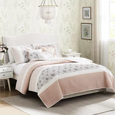 Hanni 6 Piece Quilt , Blush, King/ King Size, Cotton , Reversible With Pillow Aggregations Blush Bedding P In Multi