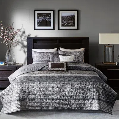Hanni 6 Piece Quilt With Throw Pillows, Grey/taupe King/ King - , , Machine Washable Decorative Pillows Gr In Gray