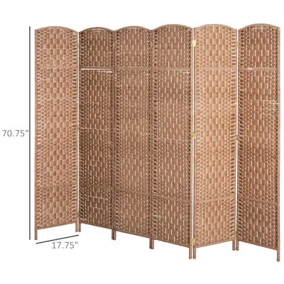 Hanni 6' Tall Room Divider Privacy Screen - Natural Weave, Artistic 6 Partition, Easy To Move And Store We