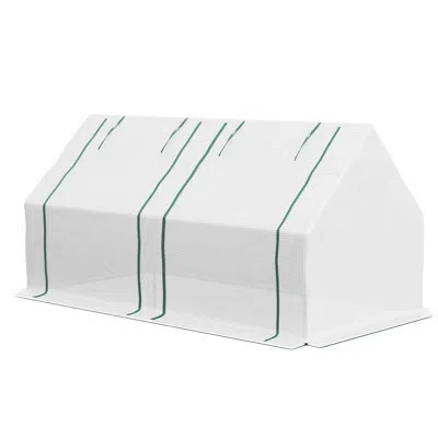 Hanni 6' X 3' Clear Greenhouse, Steel, 2 Pe/plastic Covers, Windows For User- Use In Garden Portable Green