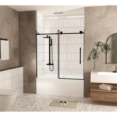 Hanni 60" H Shower Door 56 - W, 6 Mm Clear Tempered Glass, Proof Film, Rust Stainless Steel Handle, Matte 