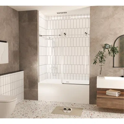 Hanni 60" Tall Shower Door 56 - Wide, 6 Mm Transparent Tempered Glass, Shatter Prevention Wrapper, Ergonom