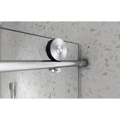 Hanni 6063 Shower Door In Brushed Nickel - One Fixed & Shifted, , Nano Easy Clean, Tempered Glass, 70mm 30 In Matte Black